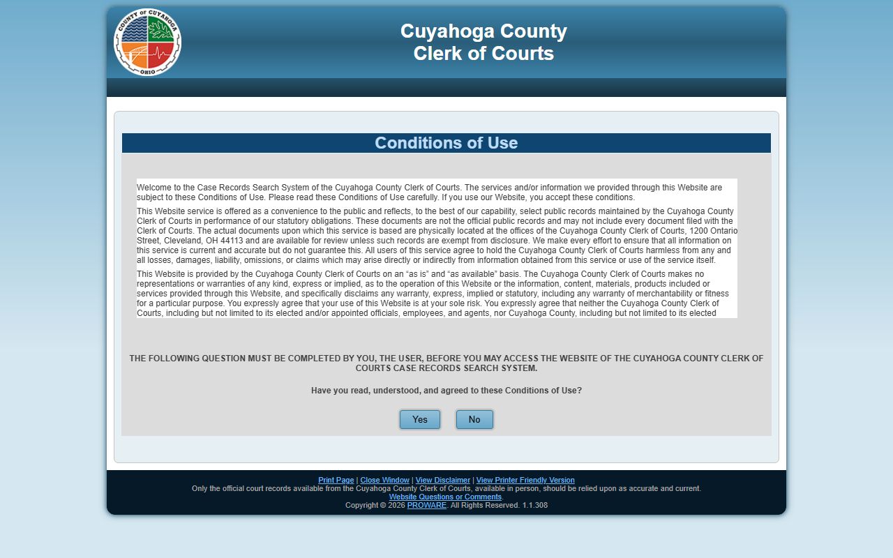 Lakewood recent bookings Cuyahoga County Clerk of Courts case search