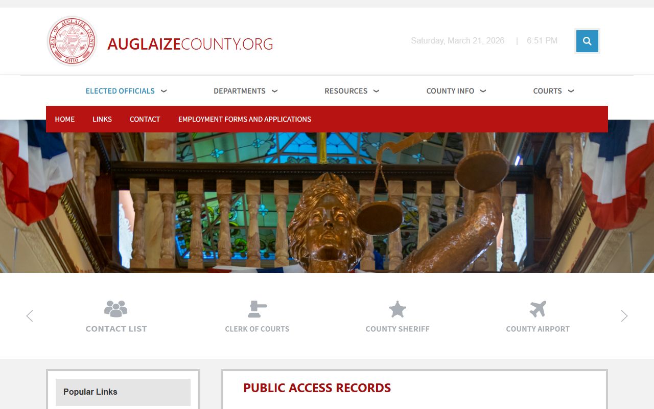 Auglaize County recent bookings clerk of courts public records