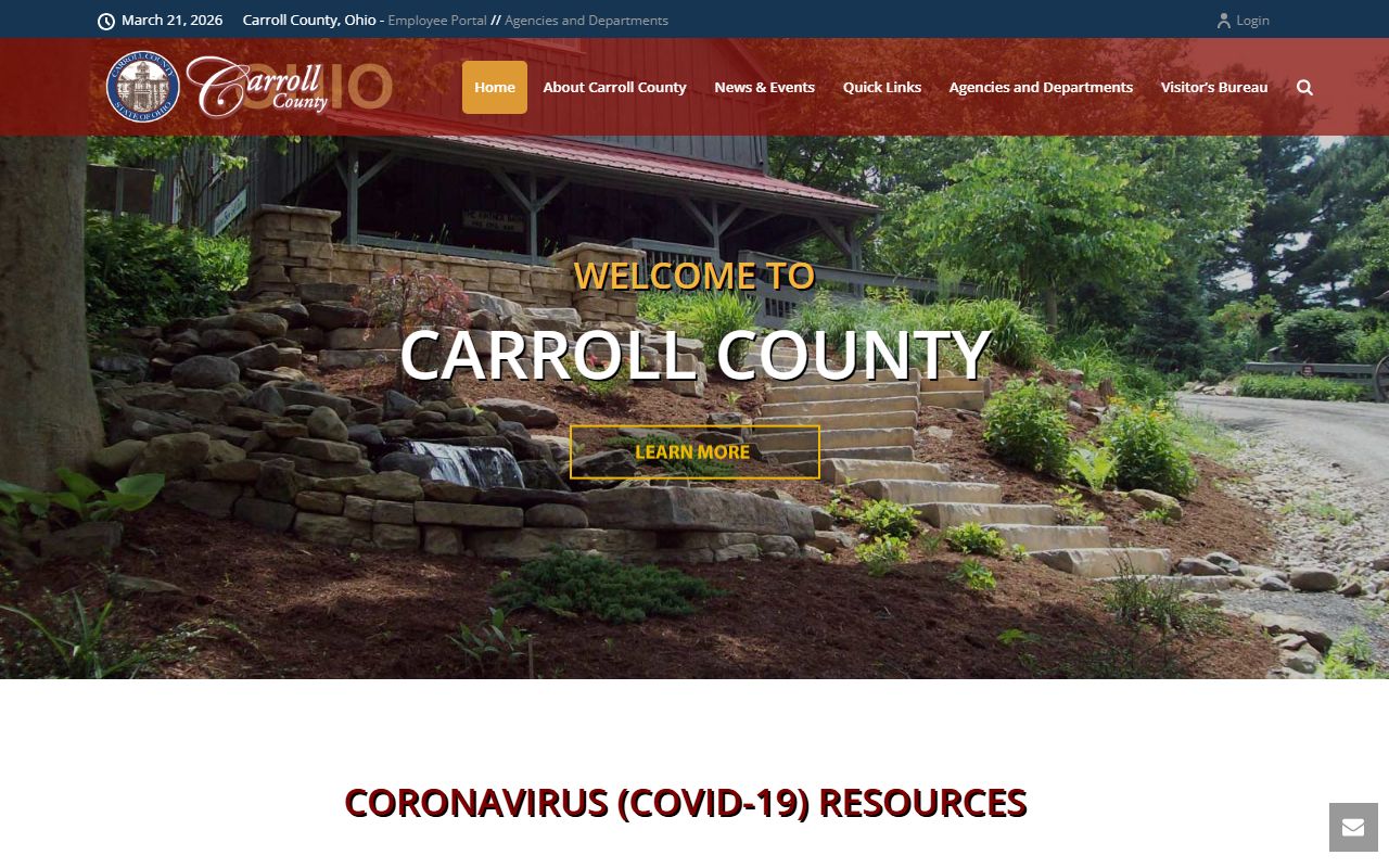 Carroll County resources page for recent bookings information