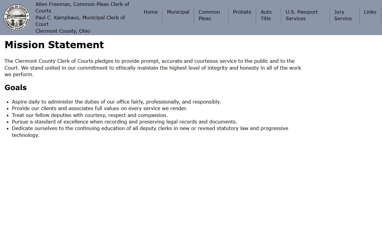 Clermont County clerk of courts for recent bookings case data