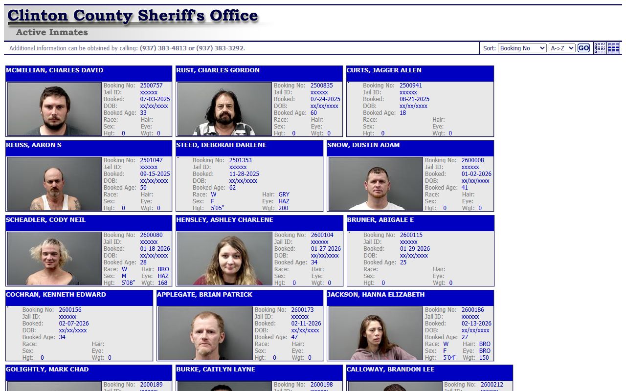Clinton County active inmate search recent bookings