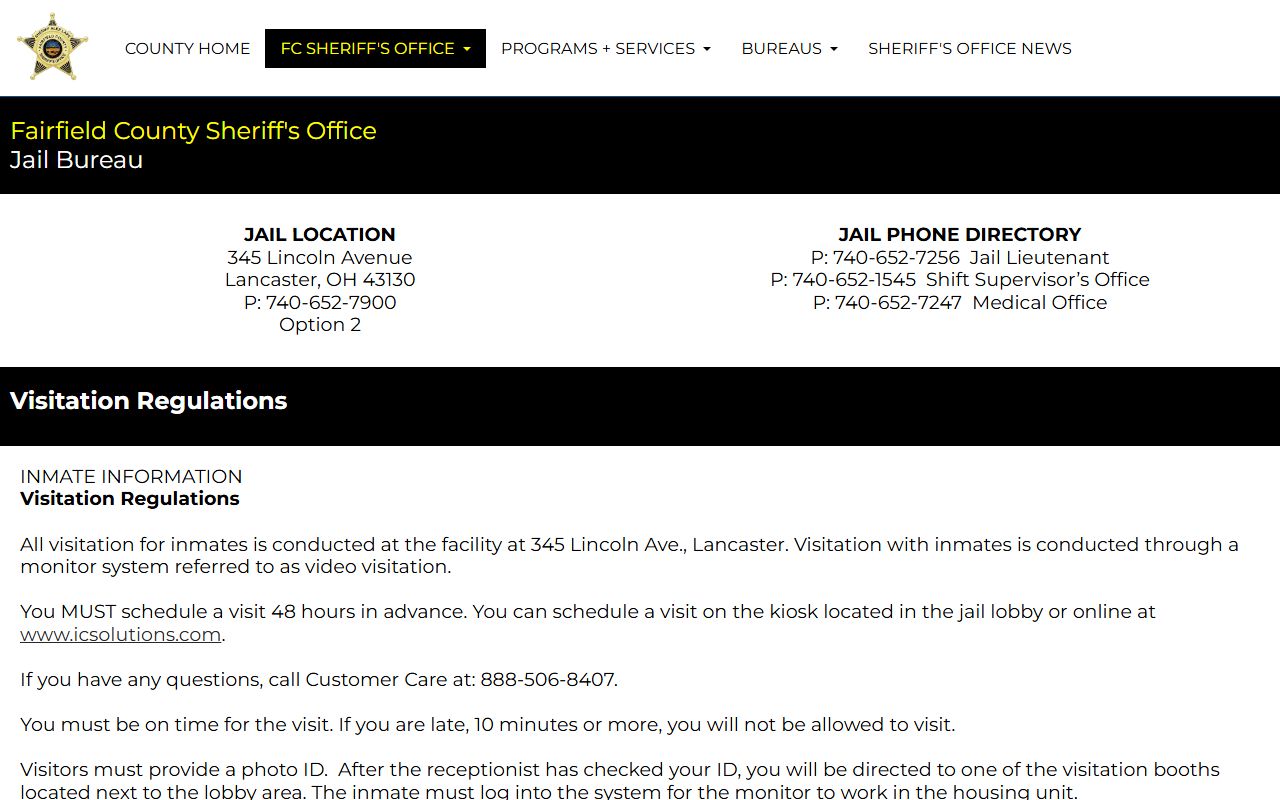 Fairfield County recent bookings sheriff's office website