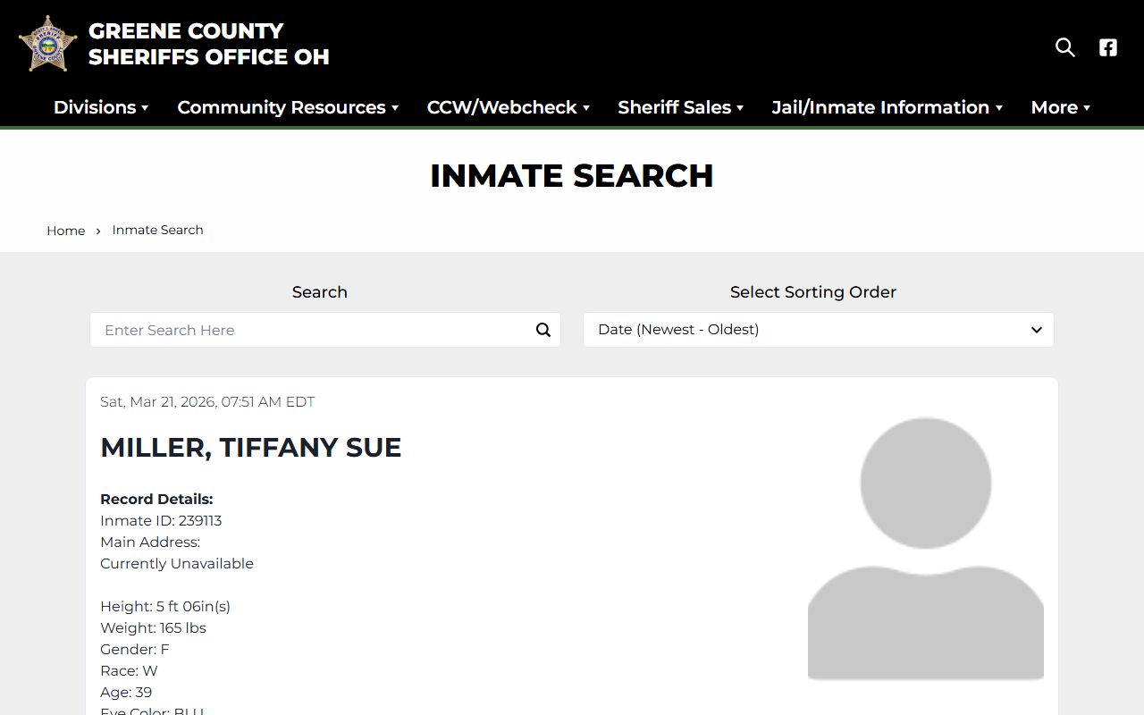 Greene County recent bookings sheriff's office website