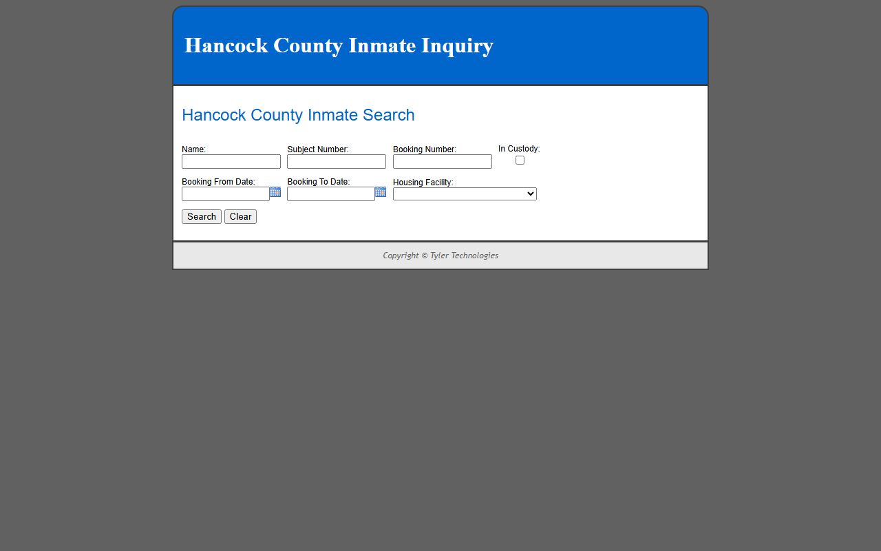 Hancock County recent bookings sheriff office website
