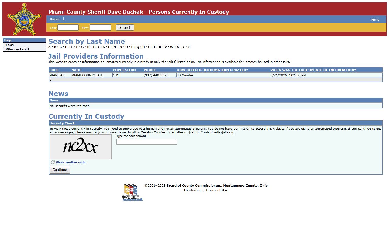 Miami County recent bookings inmate search portal