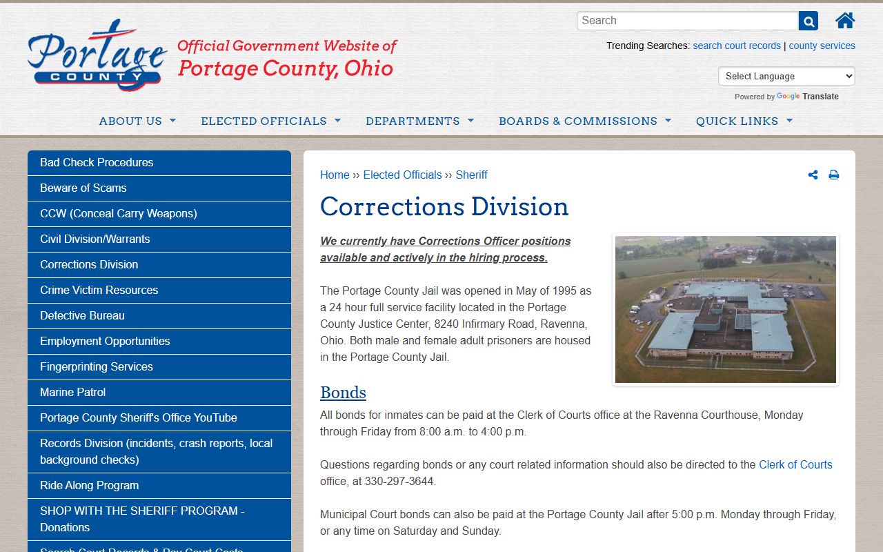 Portage County recent bookings sheriff's department website