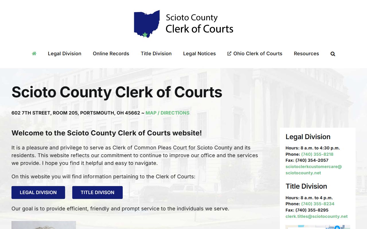 Scioto County recent bookings clerk of courts website
