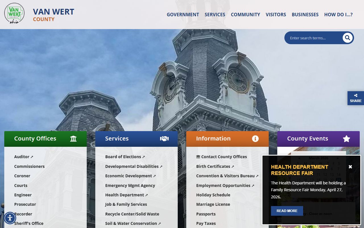 Van Wert County recent bookings government resources