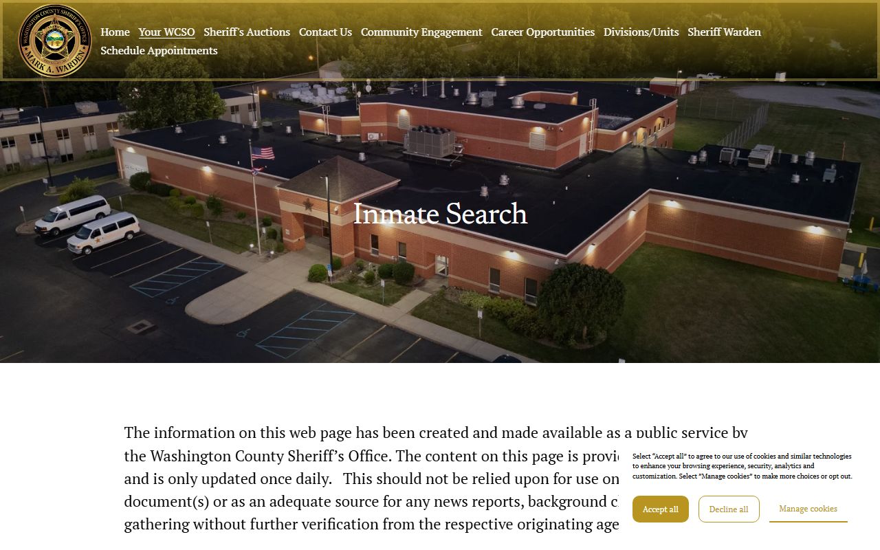 Washington County recent bookings sheriff office website