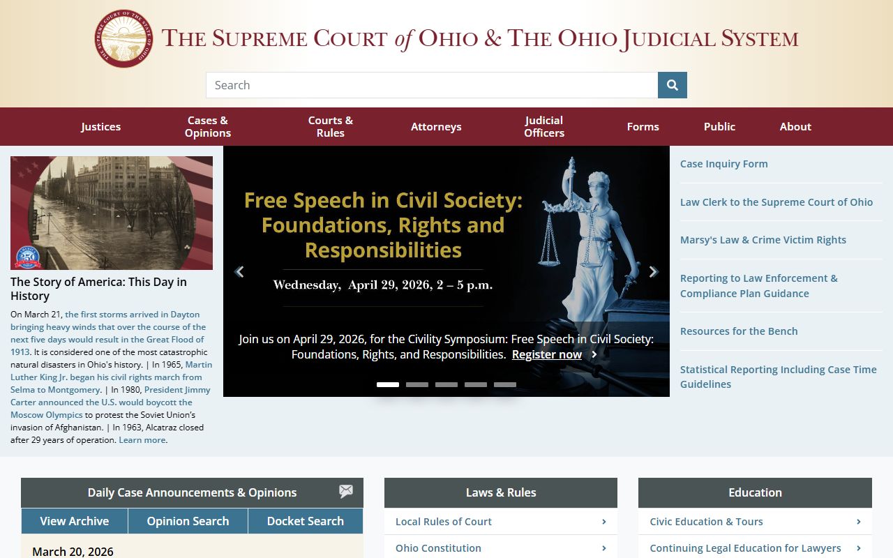 Ohio Supreme Court recent bookings case search